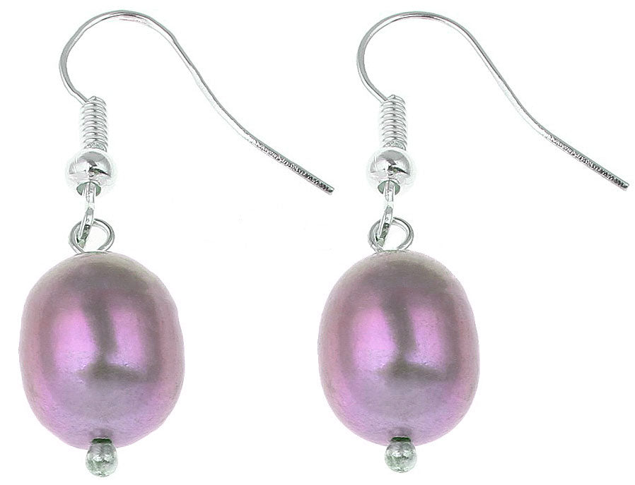 Grijs roze zoetwater parel oorbellen met sterling zilver (925) | Big Grey Rice Pearl 