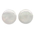 Grote witte zoetwater parel oorbellen met sterling zilveren oorstekers, parelknopjes, vooraanzicht | Big White Coin Pearl