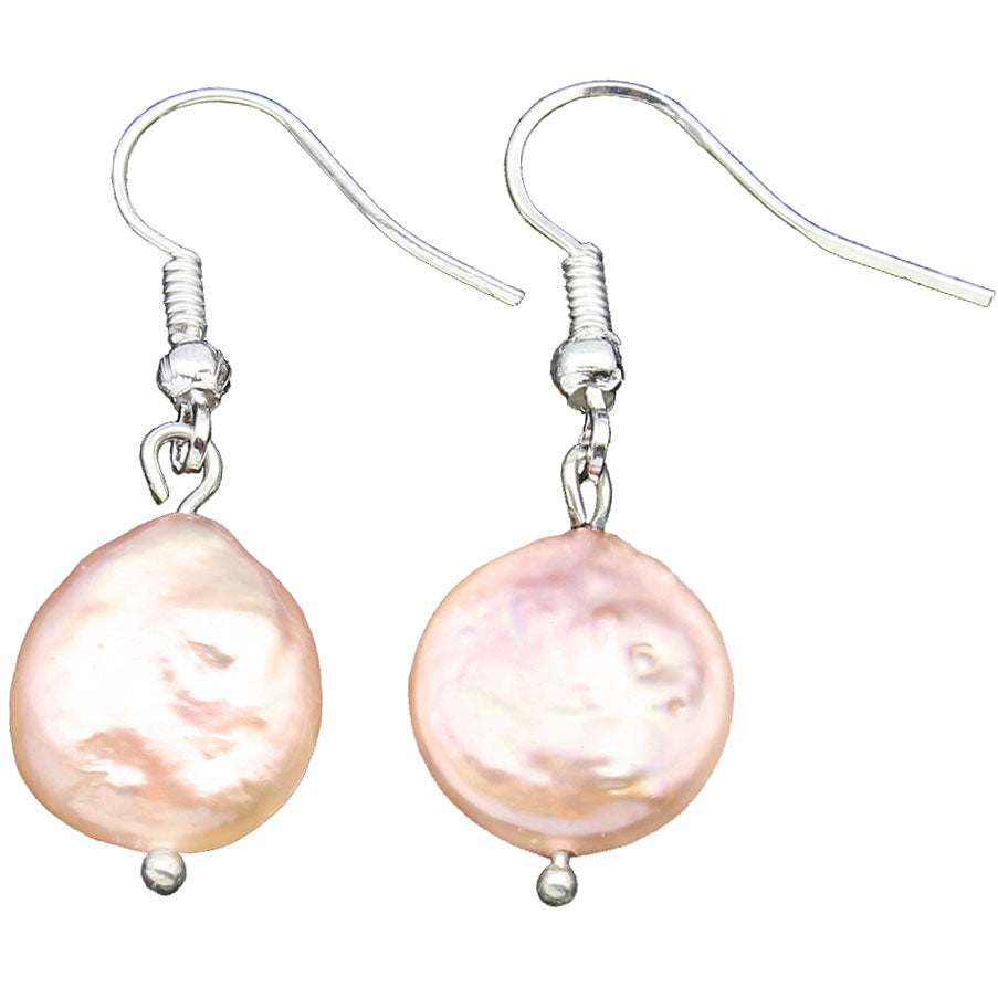 Zoetwater parel oorbellen met zalm kleurige parels en sterling zilver (925) | Colly Peach