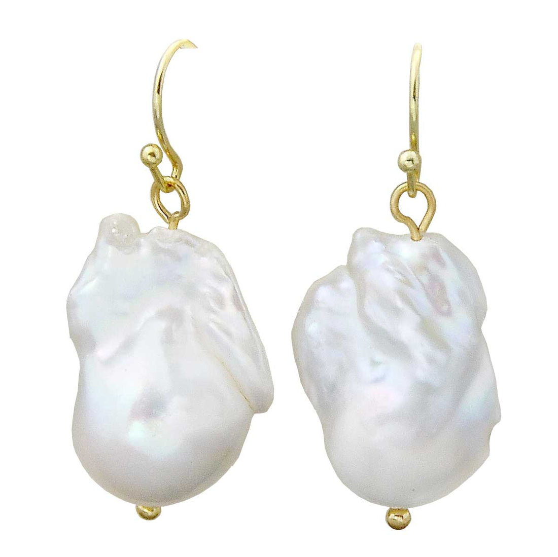 Grote witte zoetwater parel oorbellen met goud edelstaal | parel oorbellen Ebalien