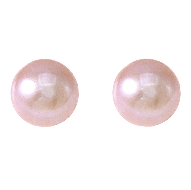 Zoetwater parel oorbellen met roze parel en edelstaal, vooraanzicht | Pearl Rose 8 mm