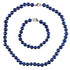 Handgeknoopte zoetwater parel set bestaande uit parelketting en parel armband met cobalt blauwe parels | set Pearl Royal Blue (KA)