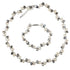 Zoetwater parel set bestaande uit een parelketting en parel armband met witte parels en zilver facet geslepen glaskristallen | set Silana