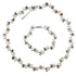 Zoetwater parel set bestaande uit een parelketting en parel armband met witte parels en zilver facet geslepen glaskristallen | set Silana
