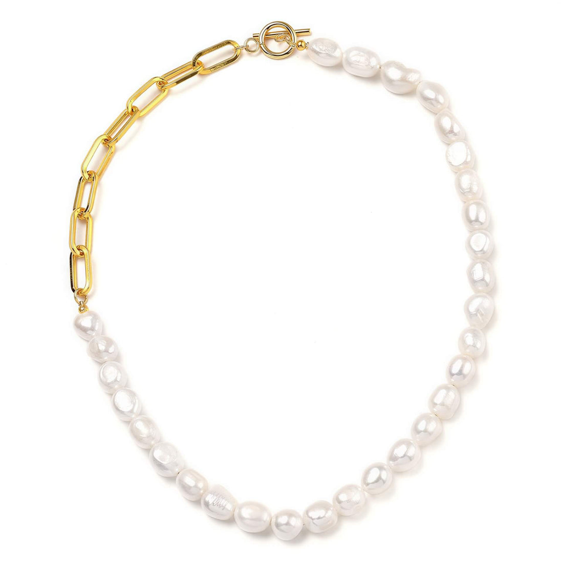 Zoetwater parelketting met witte parels en goud edelstaal | Baudine