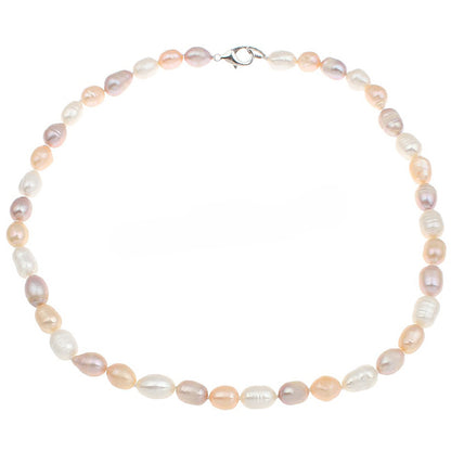 Zoetwater parelketting witte, roze en zalm kleurige parels en sterling zilver (925) | Bonito