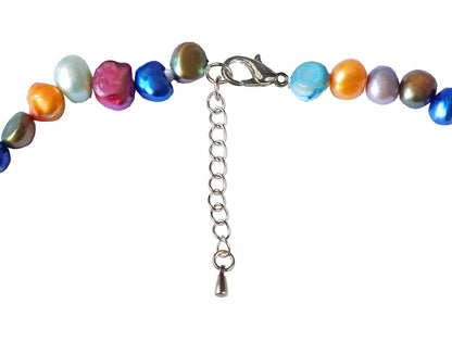 Slotje van zoetwater parelketting met vrolijk gekleurde parels en sterling zilver (925) | Decorative Pink