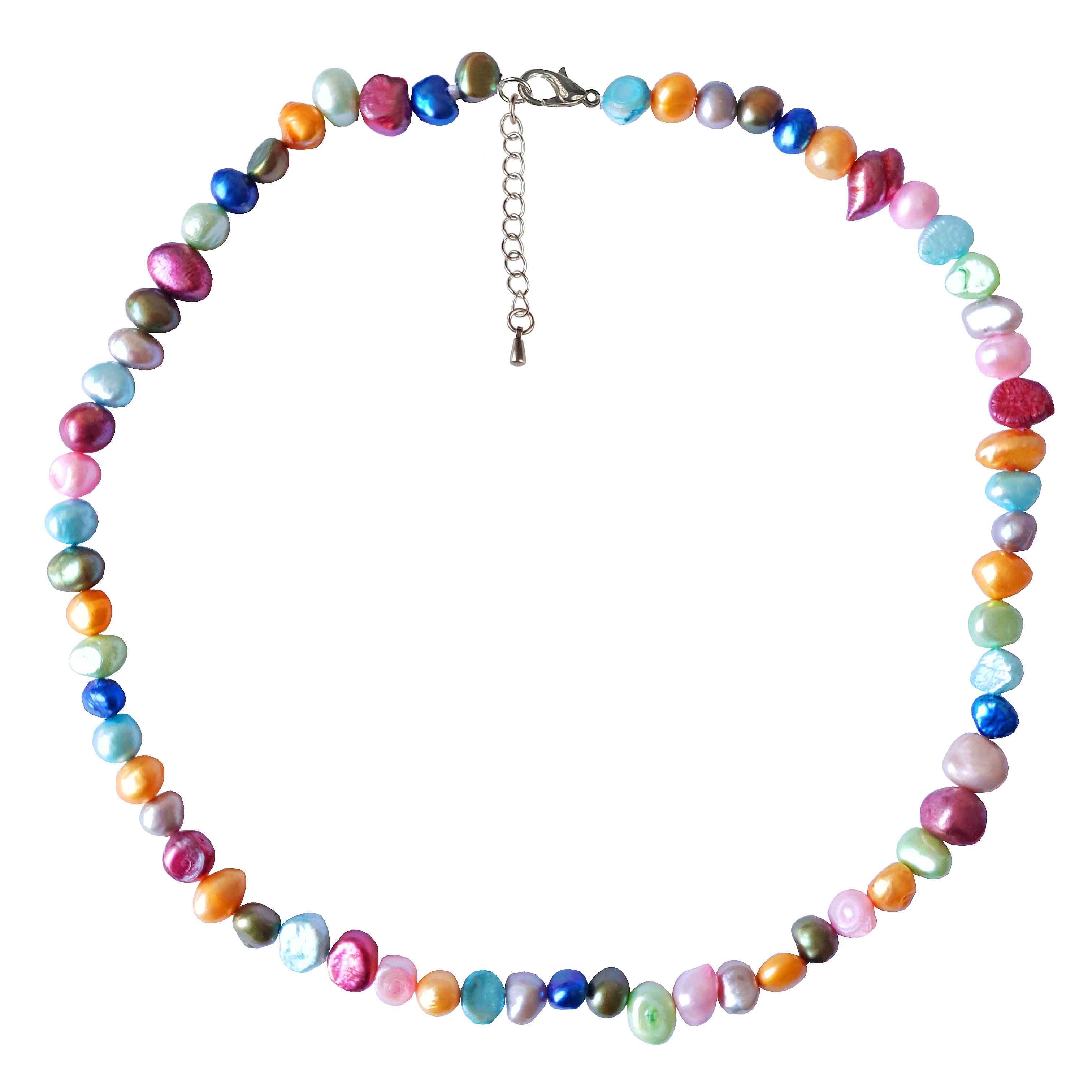Zoetwater parelketting met vrolijk gekleurde parels en sterling zilver (925) | Decorative Pink