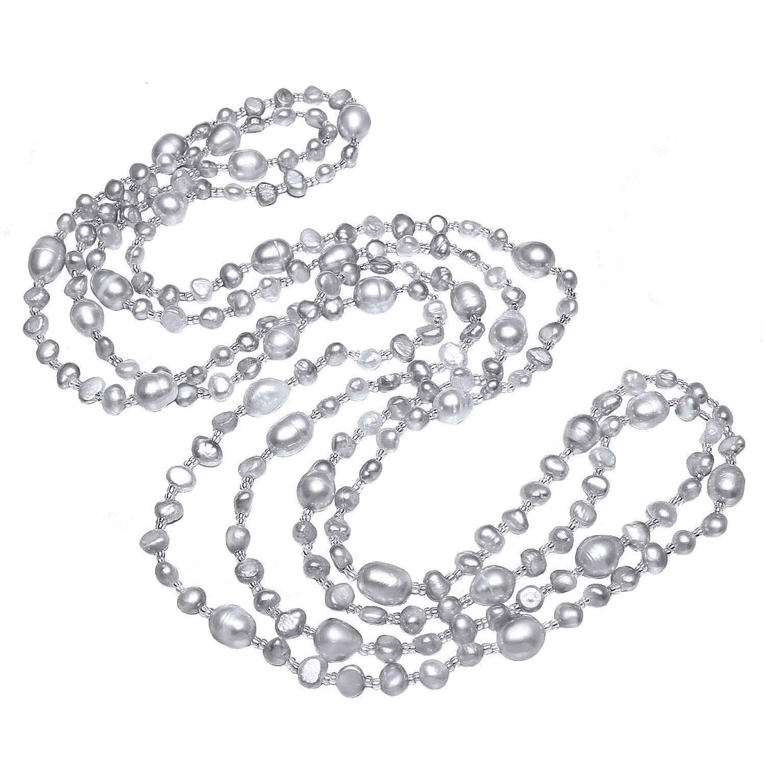 Lange zoetwater parelketting met grijze parels | Long Seed Bead Grey