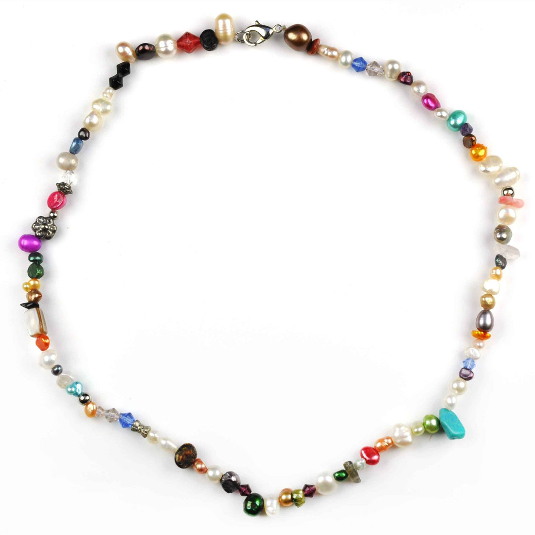 Zoetwater parelketting met bont gekleurde parels en sterling zilver (925) | Marvey Two