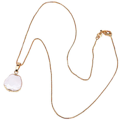 Zoetwater parelketting met witte parel hanger | One Gold Coin Pearl Chain