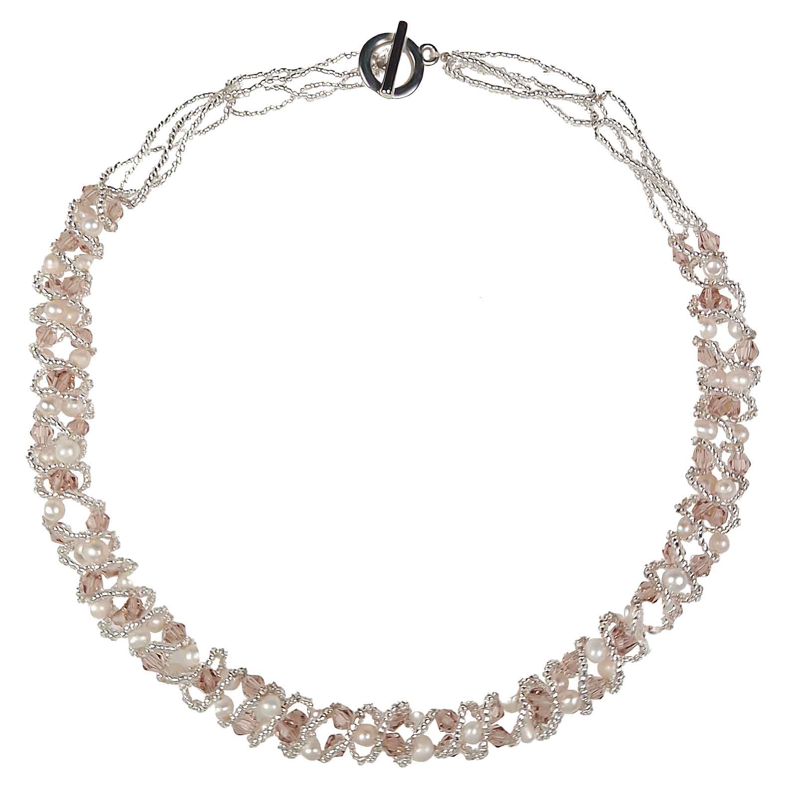 Zoetwater parelketting met witte parels en facet geslepen glaskristallen | Pearl Crystal Clear