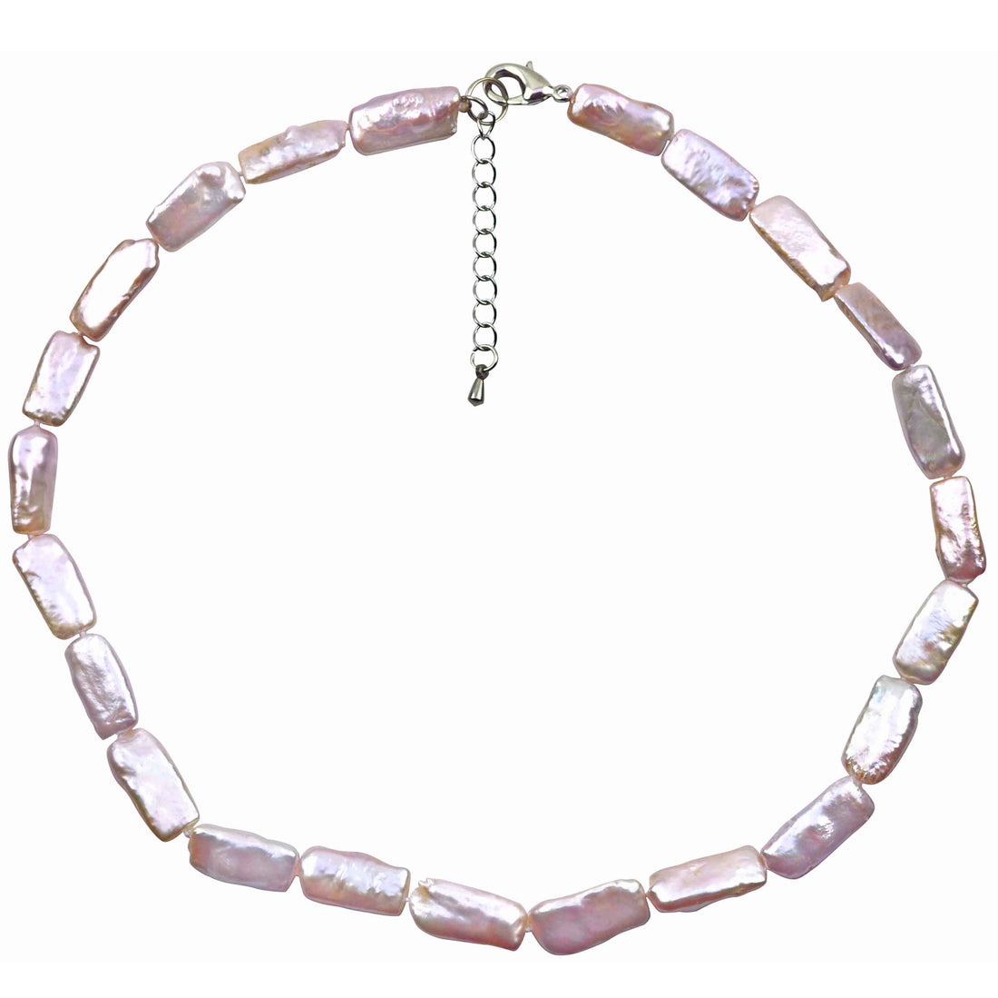 Zoetwater parelketting met roze rechthoekige parels en sterling zilver (925) | Pearl Rectangle Pink