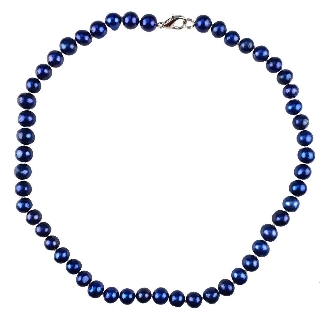 Handgeknoopte zoetwater parelketting met cobalt blauwe parels | set Pearl Royal Blue