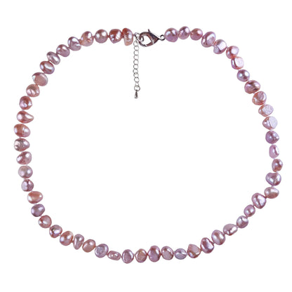 Handgeknoopte roze zoetwater parelketting met sterling zilver (925) | set Rosabel