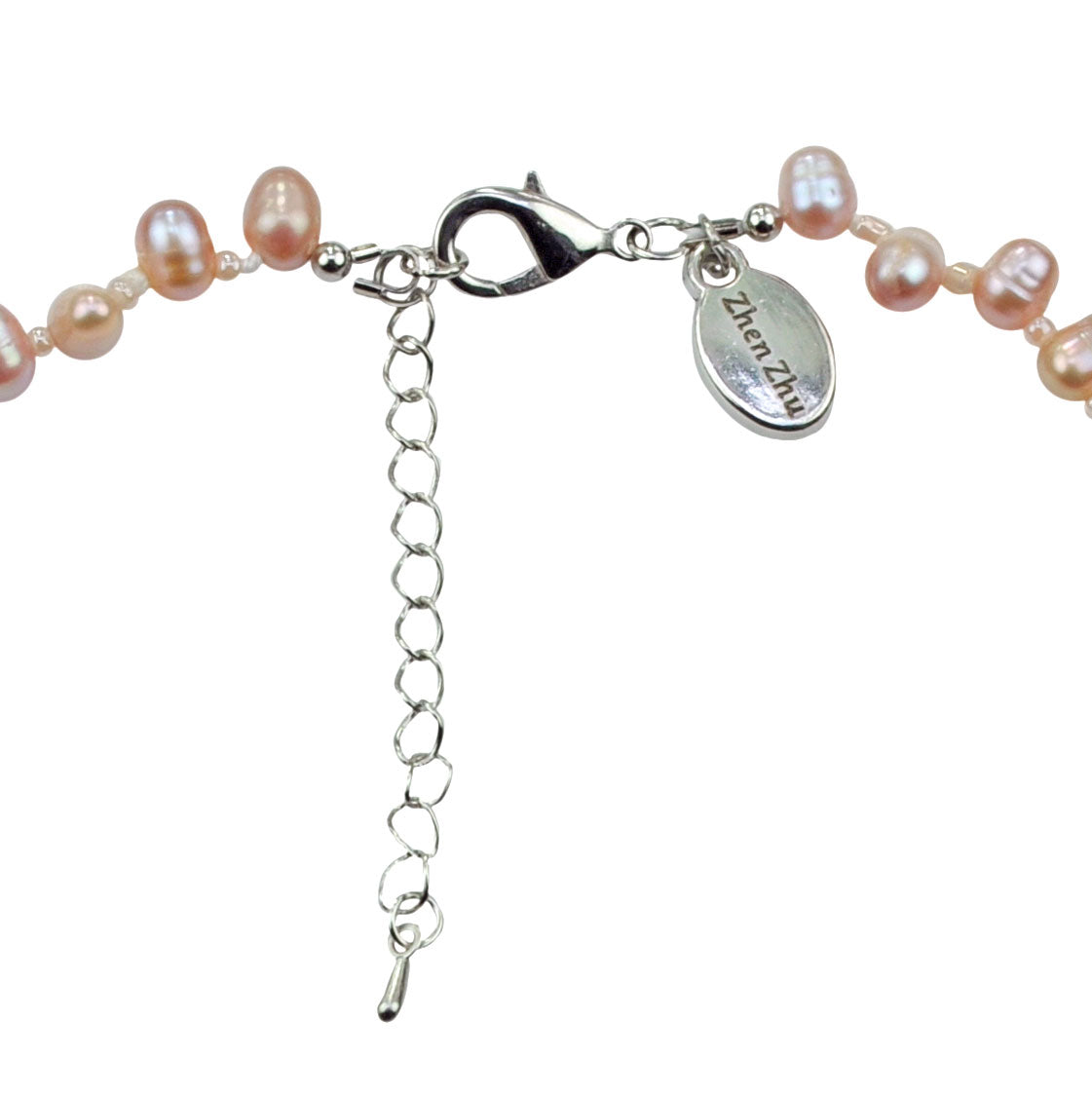 Slotje van zoetwater parelketting met zalm roze parels en sterling zilver (925) | Rozi