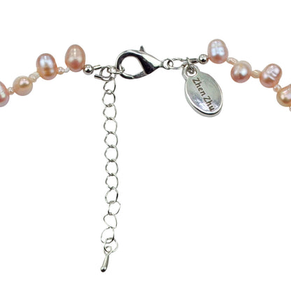 Slotje van zoetwater parelketting met zalm roze parels en sterling zilver (925) | Rozi