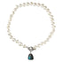 Witte zoetwater parelketting met labradoriet hanger en zilver edelstaal | Toggle Big Pearl Labradorite