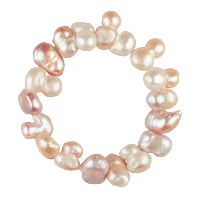 Elastisch zoetwaterparel armband in pastel kleuren, wit, licht roze en zalm | Pomona