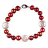 Handgeknoopt zoetwater parel armband met rode en witte parels | Ruby