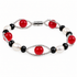 Zoetwaterparel armband met magneetslot, witte parels en rode en zwarte kralen | Santa