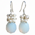 Witte zoetwater parel oorbellen met zee opaal en sterling zilver (925) | Coline