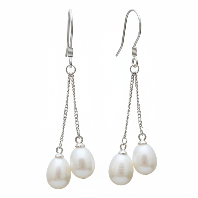 Zoetwater parel oorbellen met cobalt blauwe parels en sterling zilver (925) | Pearl Blister Cobalt Blue