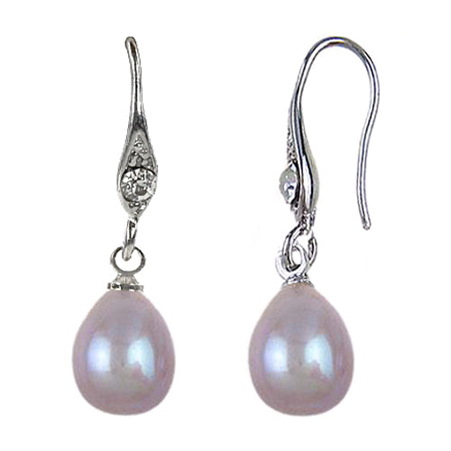 Roze zoetwater parel oorbellen met stras steentje | Epy