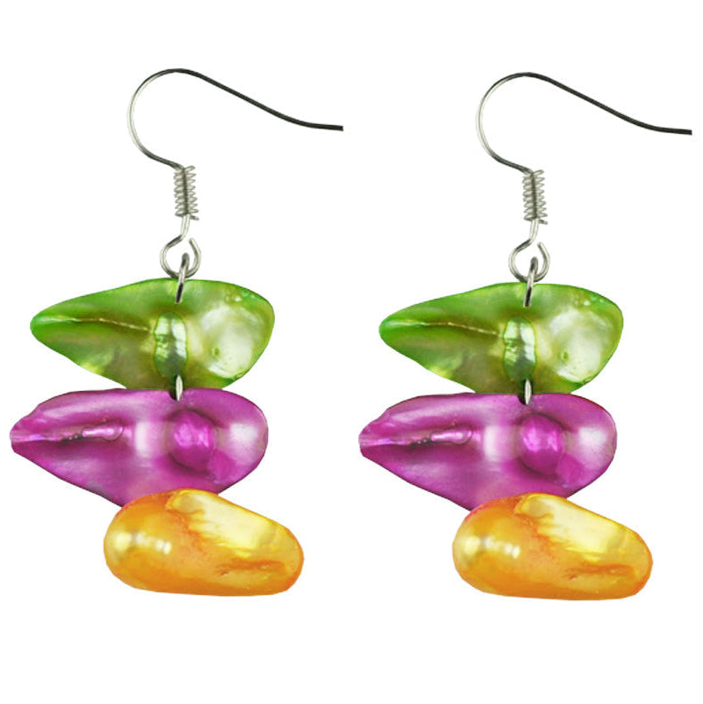 Muliti color gekleurde parel oorbellen met sterlling zilver (925) | Lilou