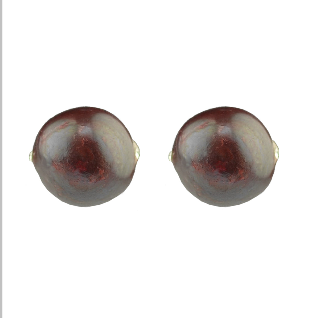 Bruine zoetwater parel oorknoppen met sterling zilver (925) vooraanzicht | Little Bling Bold Brown Pearl