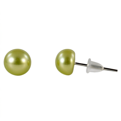 Zoetwater parel oorknopjes met appelgroene parels | Mia Two Green