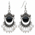 Lange zoetwater parel oorbellen met witte parels en sterling zilver (925) in retro stijl | Pearl Retro Black