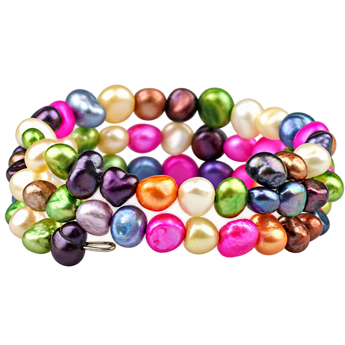 Bont gekleurde zoetwaterparel wikkelarmband zijaanzicht | Zen Colorful