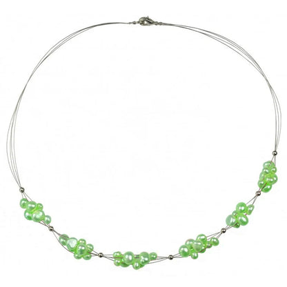 Zoetwater parelketting met appelgroene parels en sterling zilver (925) | Greeny