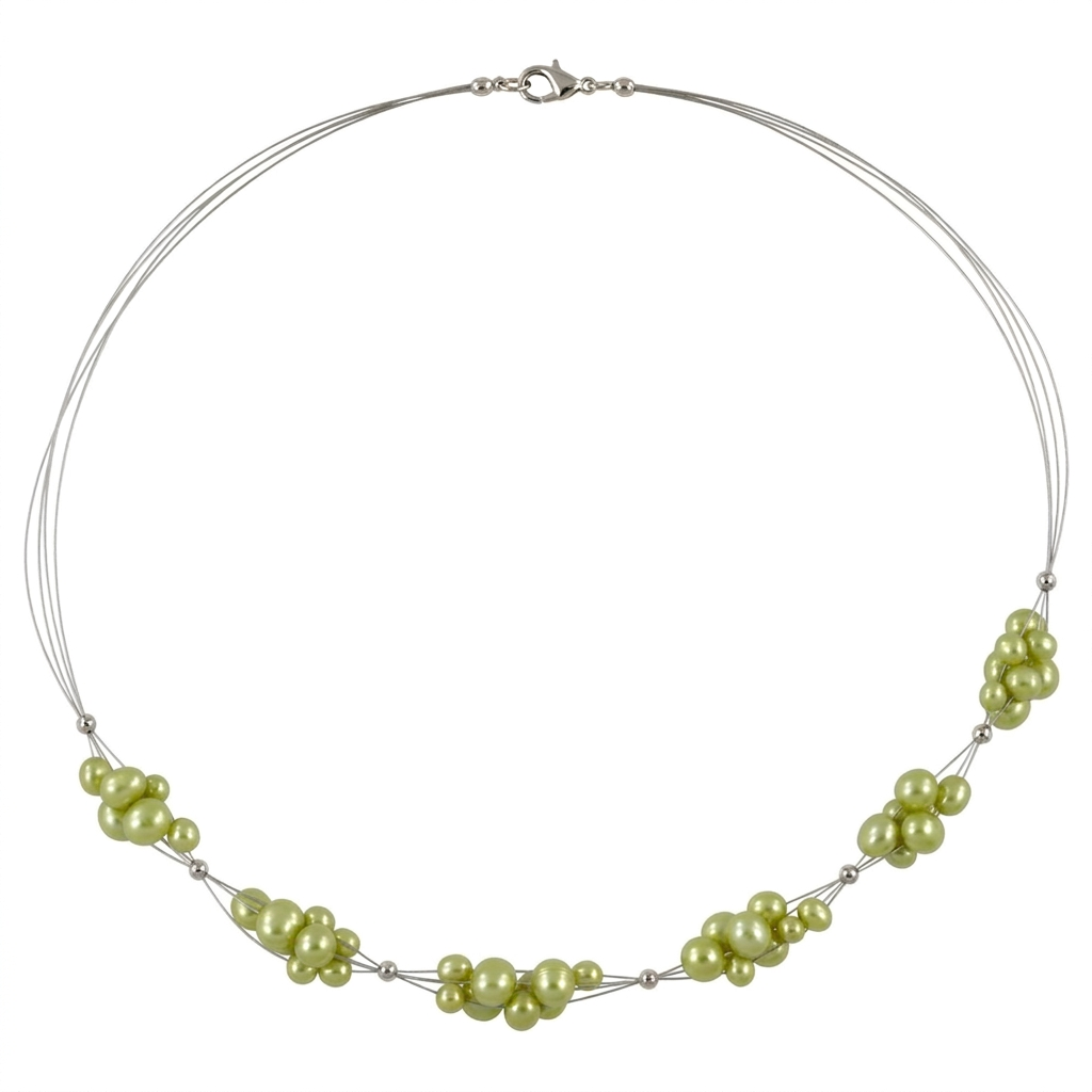 Zoetwater parelketting met appelgroene parels en sterling zilver (925) | Greeny