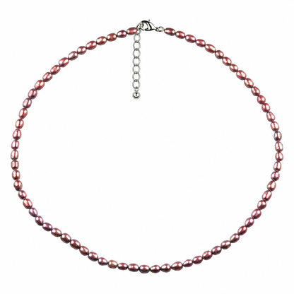 Bruine minimalistische zoetwater parelketting met sterling zilver (925) met verlengketting | Bini 