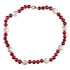 Handgeknoopt zoetwater parelketting met rode en witte parels | Ruby