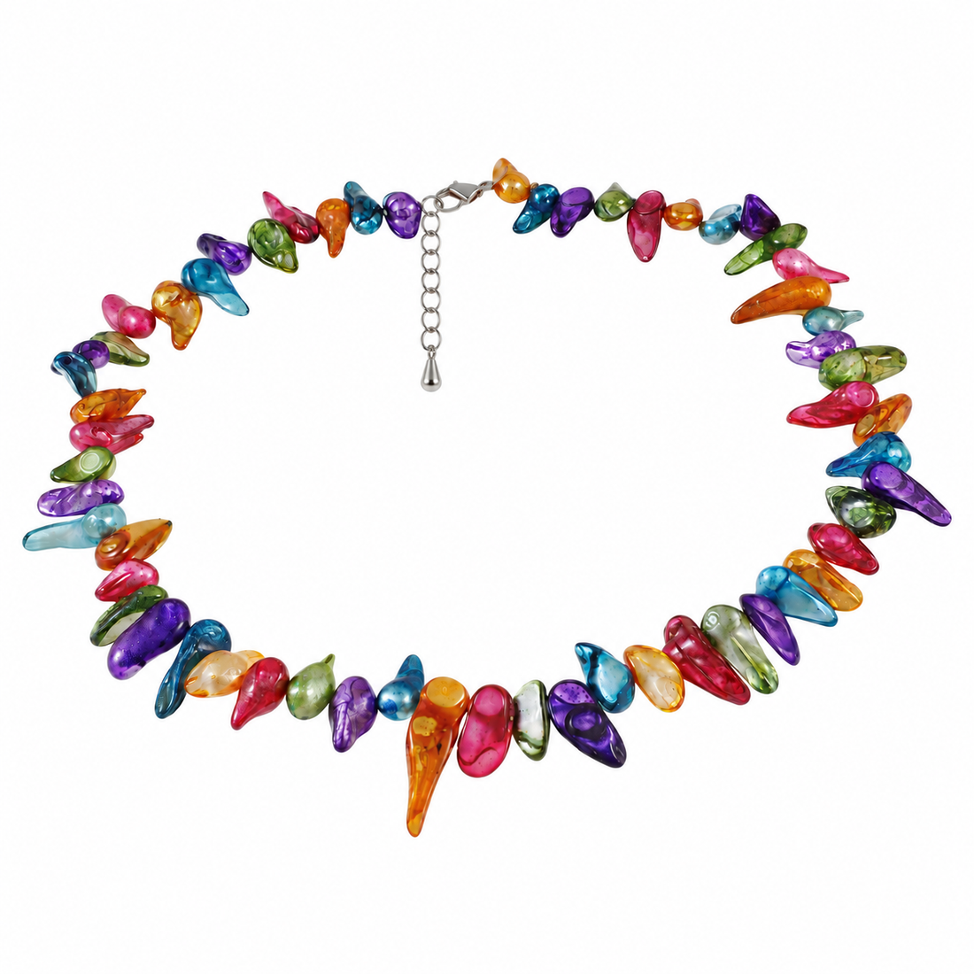 Zoetwater parelketting met vrolijk gekleurde parels en sterling zilver (925) met verlengketting | Samba