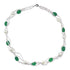 Witte zoetwater parelketting met groene kralen in 4 rijen | Twine Pearl Green Graass