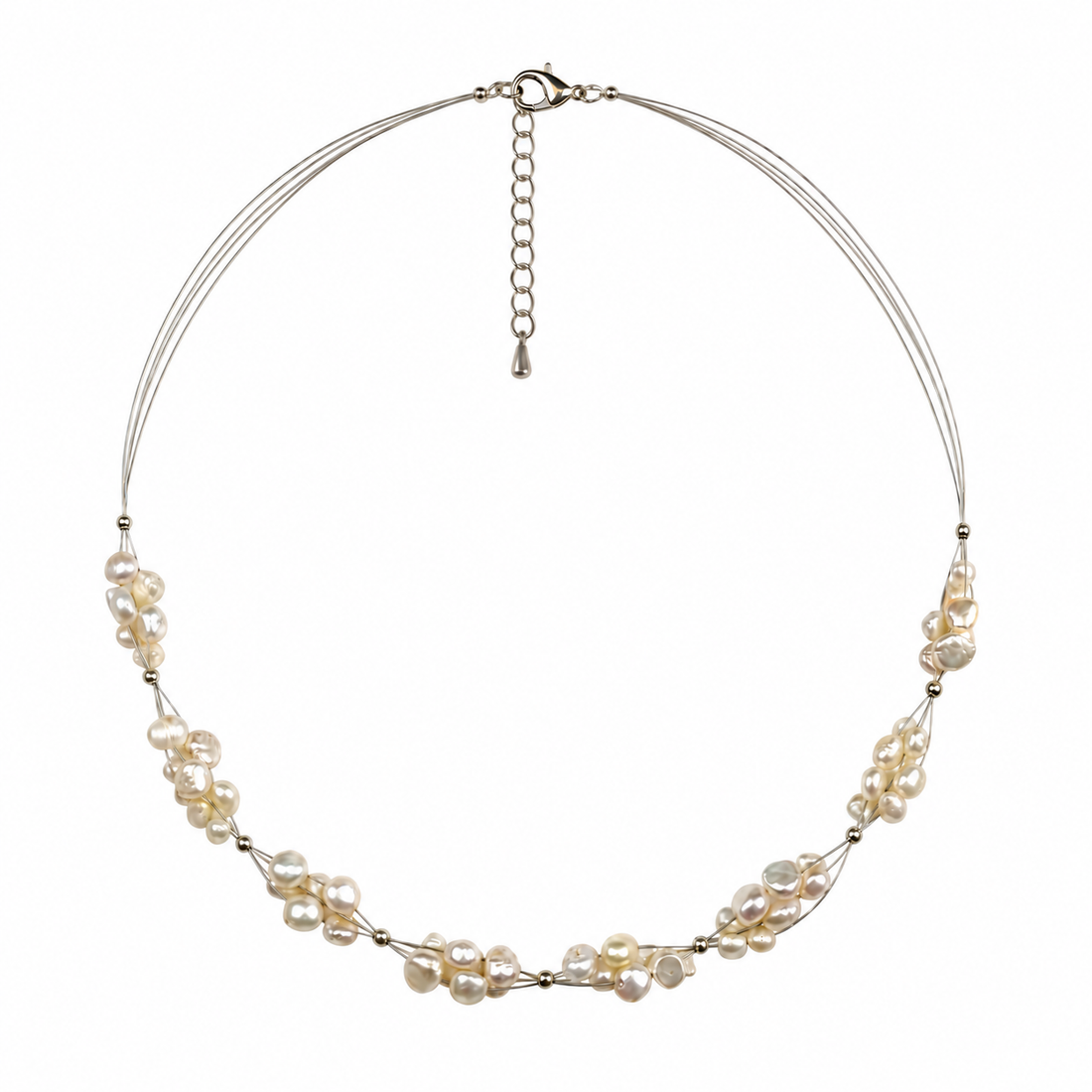 Zoetwater parelketting met witte parels en sterling zilver (925) met verlengketting | Winny