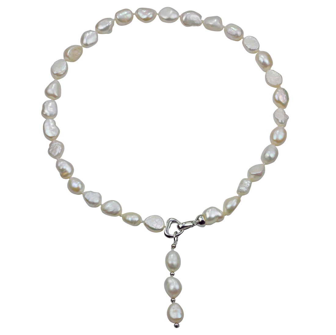 Handgeknoopte zoetwater parelketting met witte parels en hanger | Naan