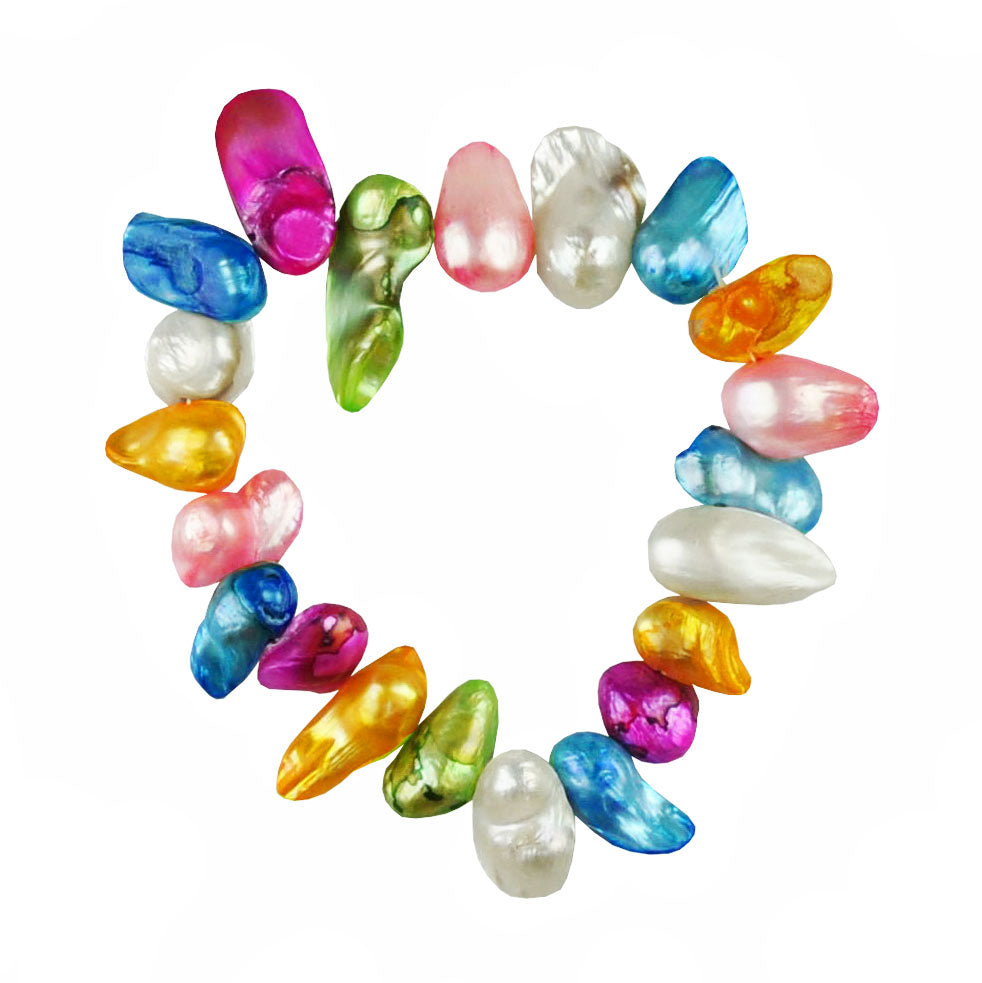 Zoetwater parel armband met vrolijk gekleurde parels, elastisch | Lilou
