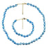 Blauw zoetwaterparel ketting en armband met goud edelstalen slotje is volledig handgeknoopt met barok parels | Blair
