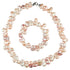 Zoetwaterparel set met parelketting en parel armband in pastel kleuren, wit, licht roze en zalm | Pomona