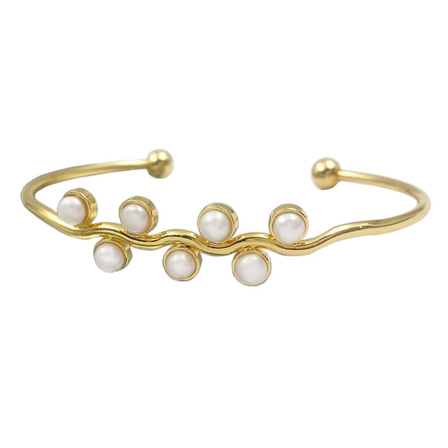 Wit zoetwater parel armband met goud | Lindy Gold