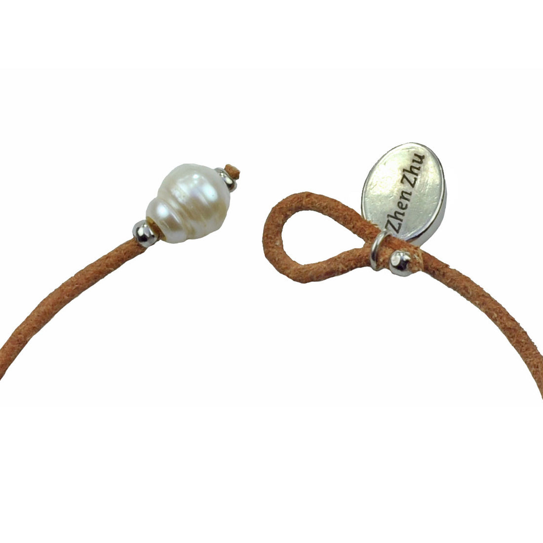 Zoetwater parelketting met echte parels en leer | Parelketting Ibiza Orange