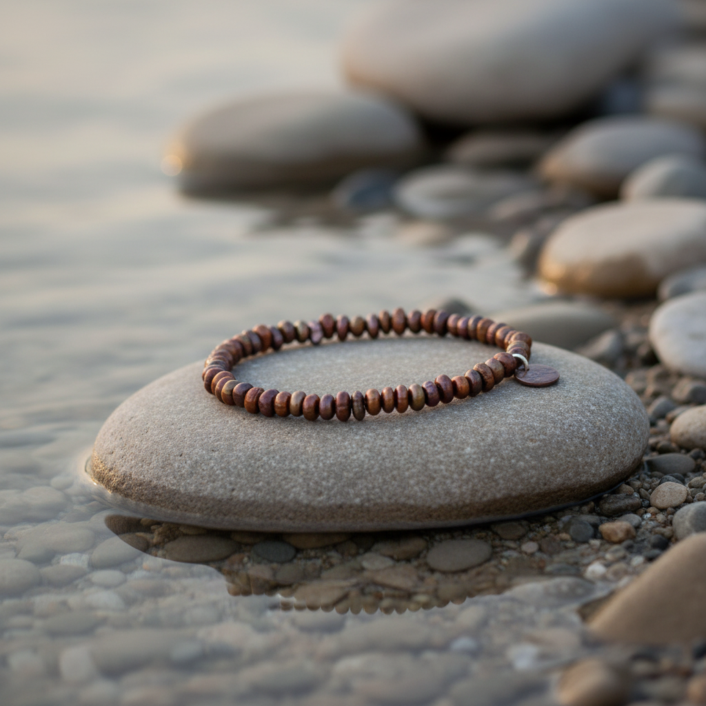 Biba Brown Nugget Pearl armband aan de waterkant