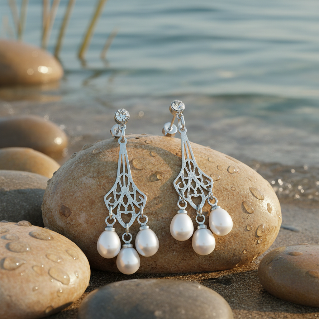 Bling Pearl Jugendstil met zilver