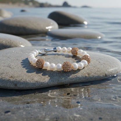 Bling Rose Golden Pearl armband sfeerbeeld - variant