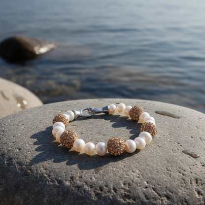 Bling Rose Golden Pearl armband sfeerbeeld